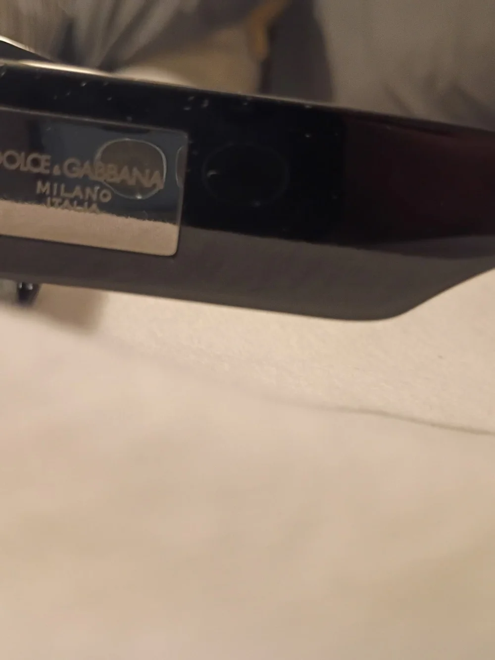 Dolce & Gabbana Black High-Gloss Sunglass Temple with Logo Plaque